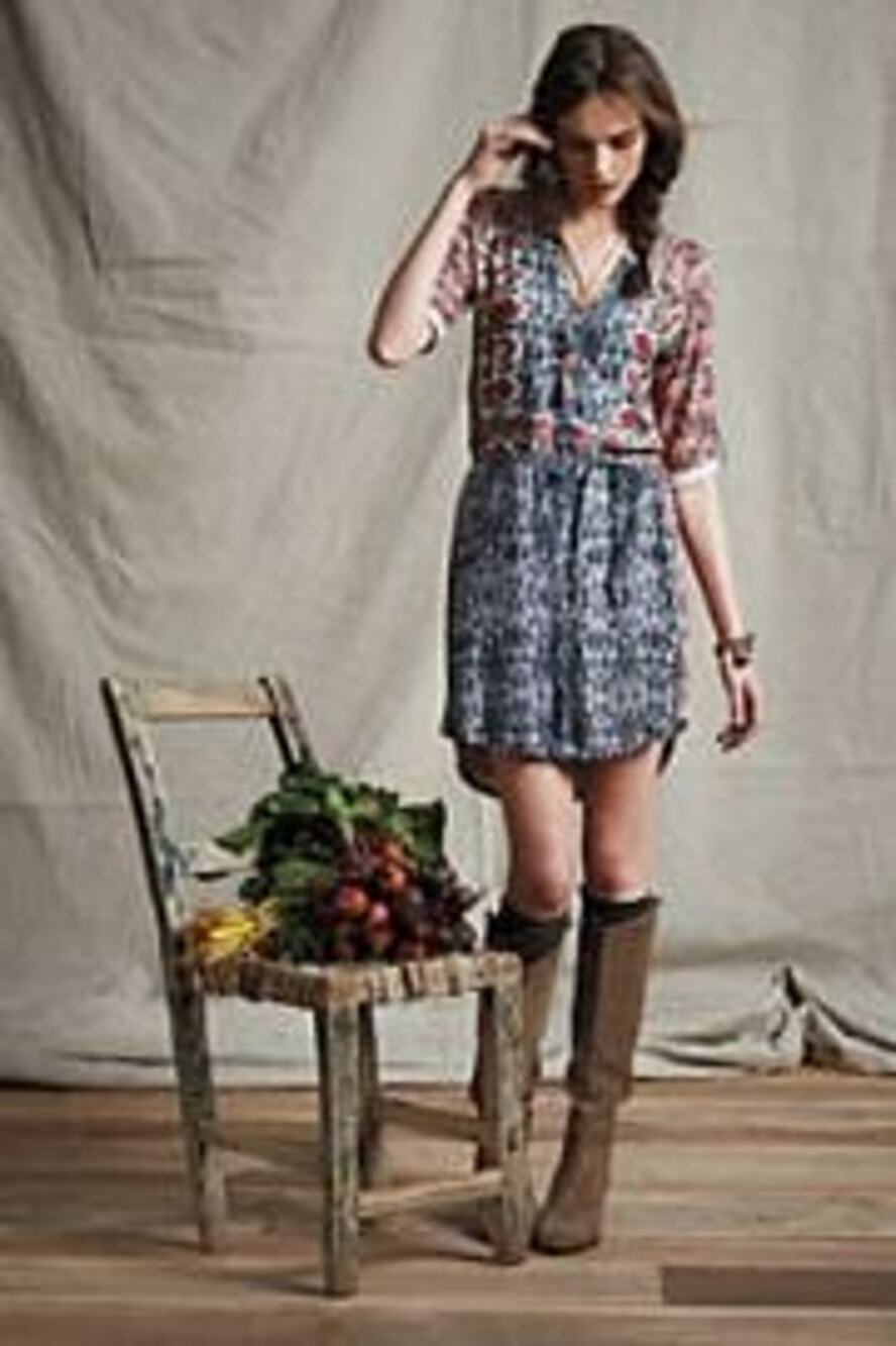 Anthropologie Tiny Perenne Dress Rayon Women SZ XS Red Blue Floral High Low Boho